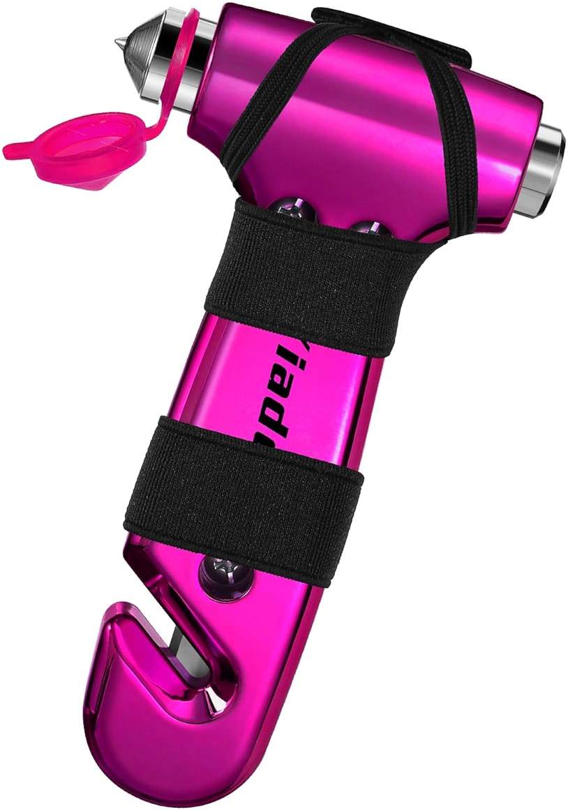 Yiader Window Breaker, 3-in-1 Emergency Escape Tool with seat Belt Cutter and Glass Breaker, Safety Emergency Car Escape Tool for Car, Electroplating Pink - Image 1