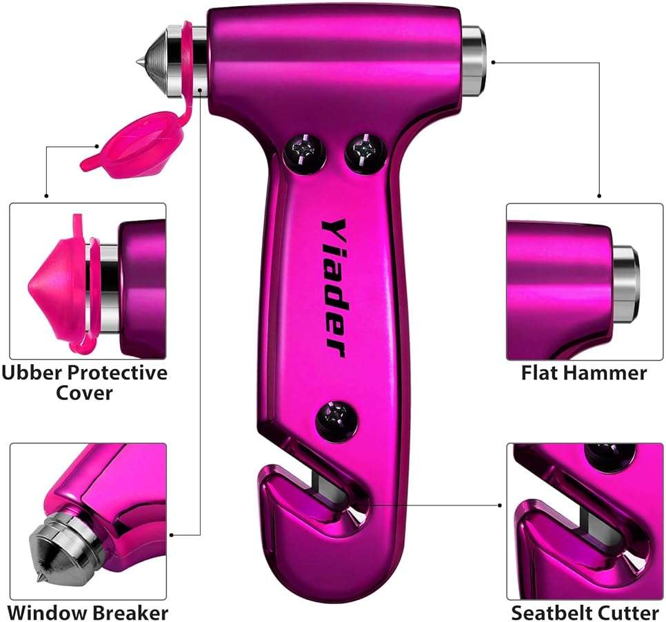 Yiader Window Breaker, 3-in-1 Emergency Escape Tool with seat Belt Cutter and Glass Breaker, Safety Emergency Car Escape Tool for Car, Electroplating Pink - Image 3