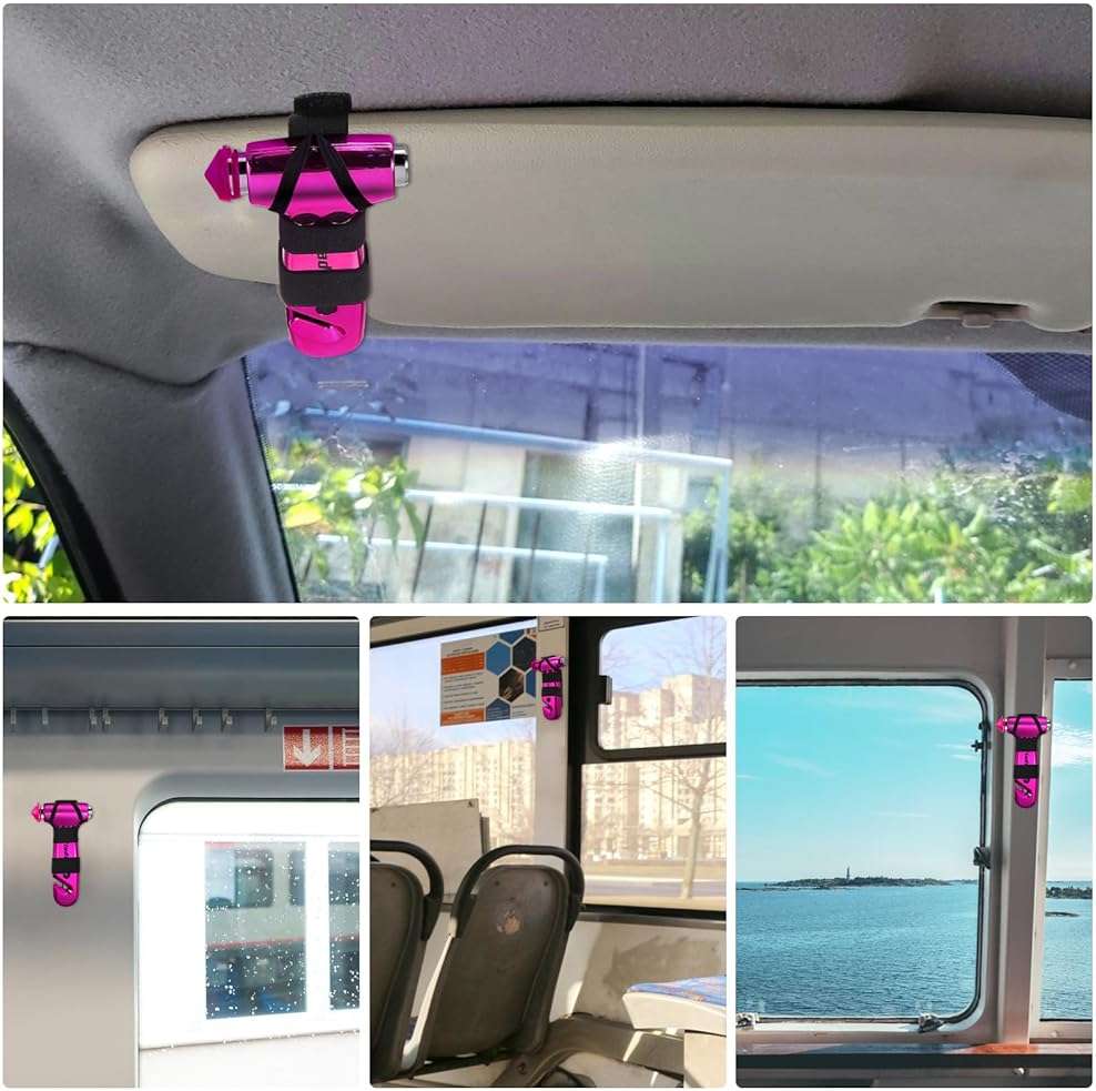Yiader Window Breaker, 3-in-1 Emergency Escape Tool with seat Belt Cutter and Glass Breaker, Safety Emergency Car Escape Tool for Car, Electroplating Pink - Image 5
