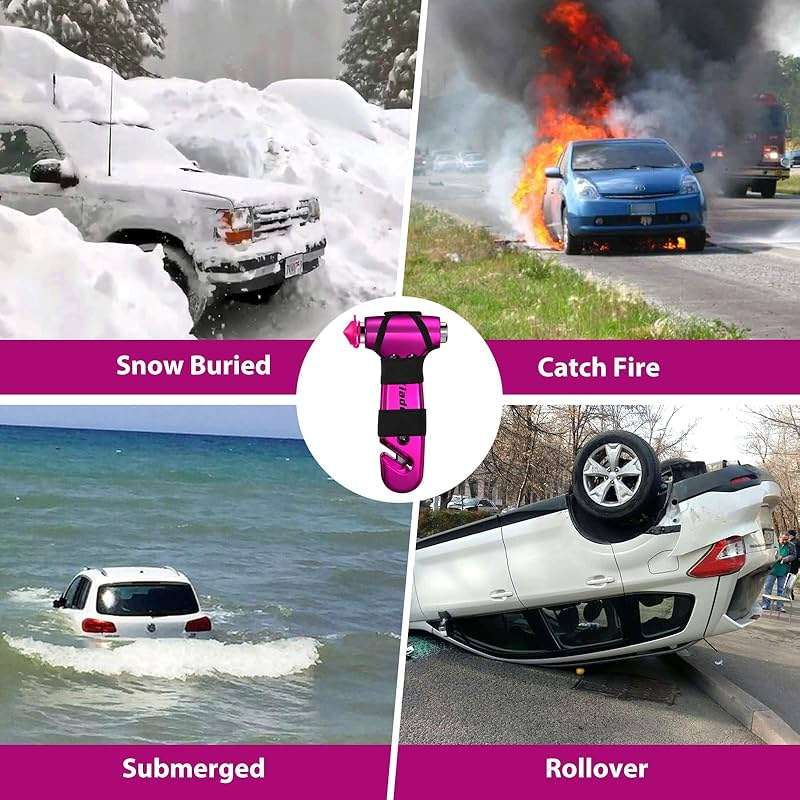 Yiader Window Breaker, 3-in-1 Emergency Escape Tool with seat Belt Cutter and Glass Breaker, Safety Emergency Car Escape Tool for Car, Electroplating Pink - Image 6