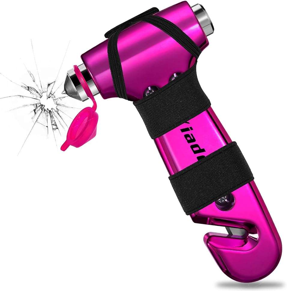 Yiader Window Breaker, 3-in-1 Emergency Escape Tool with seat Belt Cutter and Glass Breaker, Safety Emergency Car Escape Tool for Car, Electroplating Pink - Image 8