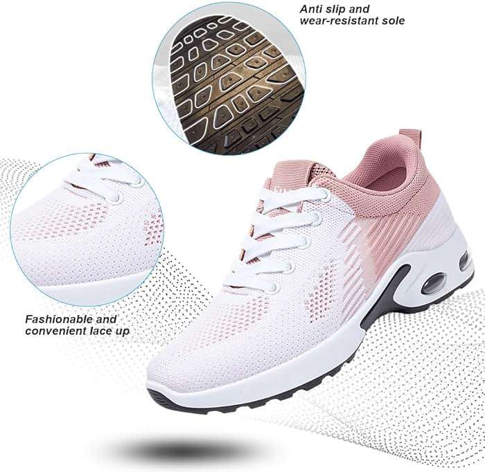 Padgene Womens Sneakers Air Cushion Running Shoes Lightweight Tennis Walking Shoes Mesh Breathable Gym Work Fashion Sneakers Athletic Comfortable Casual - Image 2