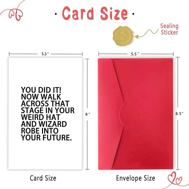 Londue Funny Graduation Cards for Her Him, Graduate Congratulation Card, Weird Hat and Robe, Gifts for High School College Grad, You Did It Card - Image 3