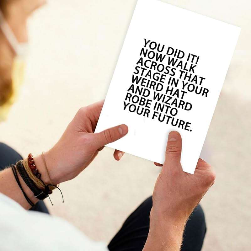 Londue Funny Graduation Cards for Her Him, Graduate Congratulation Card, Weird Hat and Robe, Gifts for High School College Grad, You Did It Card - Image 5