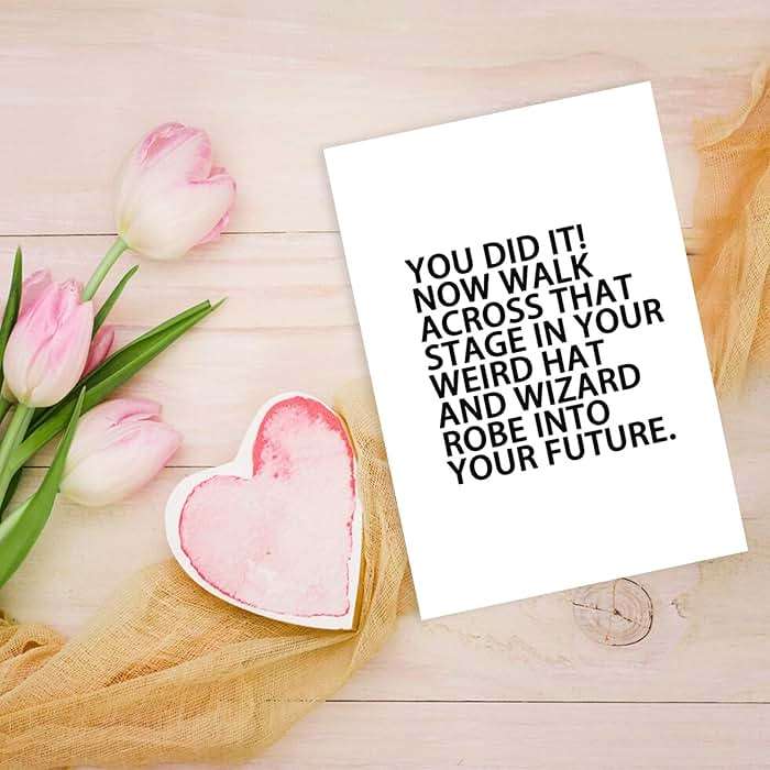 Londue Funny Graduation Cards for Her Him, Graduate Congratulation Card, Weird Hat and Robe, Gifts for High School College Grad, You Did It Card - Image 6