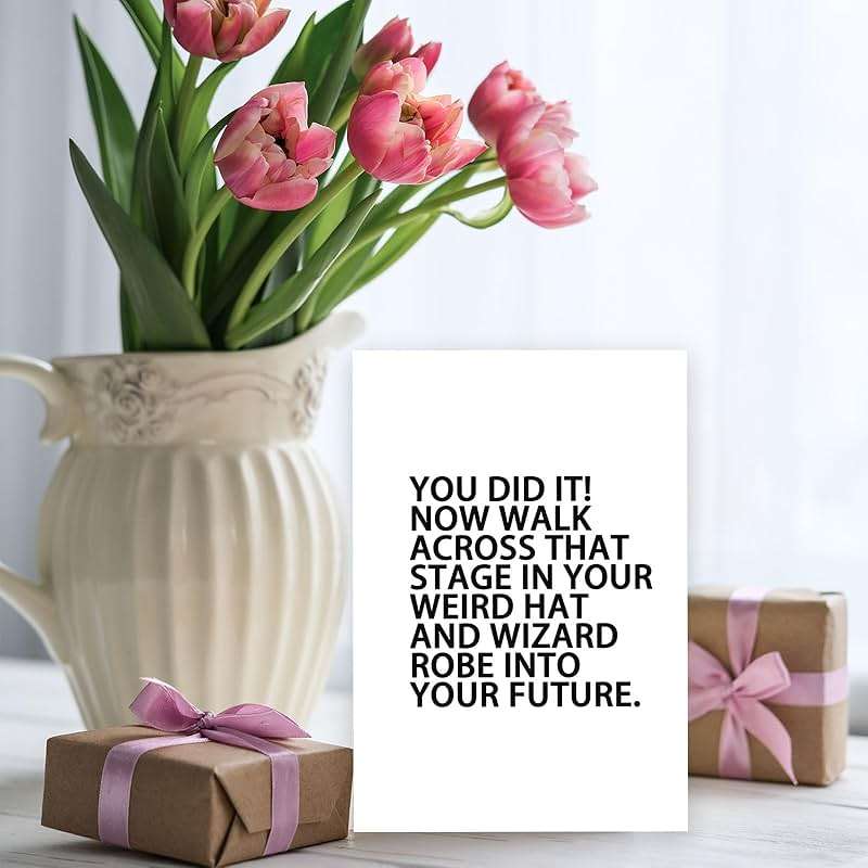 Londue Funny Graduation Cards for Her Him, Graduate Congratulation Card, Weird Hat and Robe, Gifts for High School College Grad, You Did It Card - Image 7