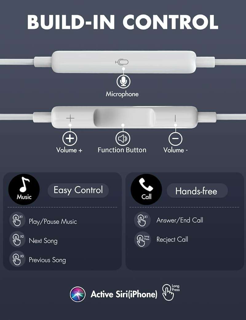 Antool Wired Earbuds,【Ultra Clear Calls & no Noise】 Headphones Earbuds Wired 3.5mm, in-Ear Earphones with Mic, Compatible with iPhone/iPad/Android/Laptop/PC 【2 Pack】 - Image 5