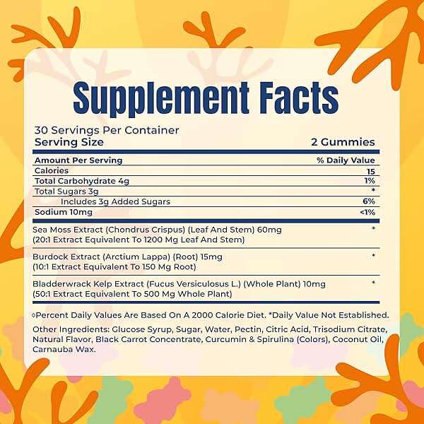 TrueSeaMoss Sea Moss Gummies with Bladderwrack & Burdock Root – Vegan Formula for Adults & Kids – Fruity Flavor – 60 Gummies (Pouch May Vary) - Image 2