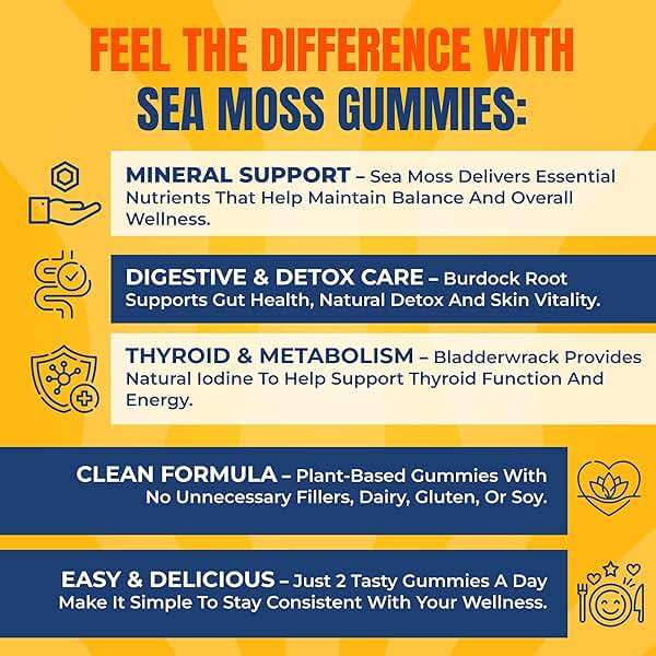 TrueSeaMoss Sea Moss Gummies with Bladderwrack & Burdock Root – Vegan Formula for Adults & Kids – Fruity Flavor – 60 Gummies (Pouch May Vary) - Image 3