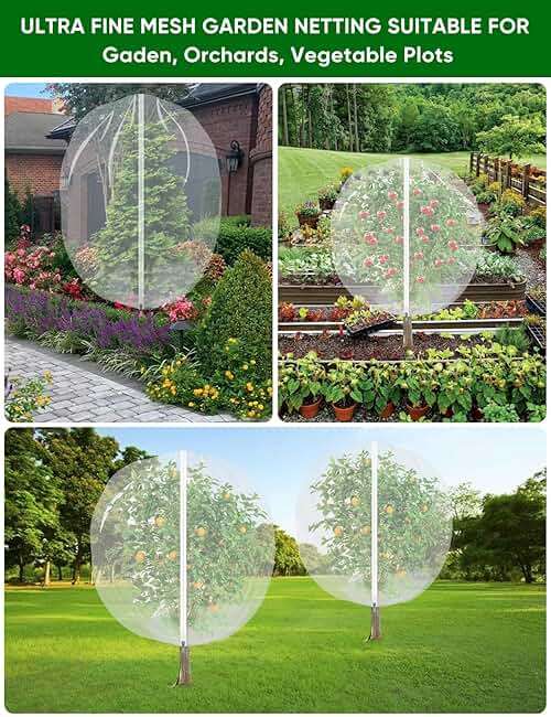 Fruit Tree Netting for Cicadas - with Zipper 4Pcs 5 x 4FT Garden Bird Netting for Blueberry Bushes with Drawstring,Insect Plant Protection Mesh Net Bags for Tomato,Cicada,Animals (4, 4 x 5 FT) - Image 8