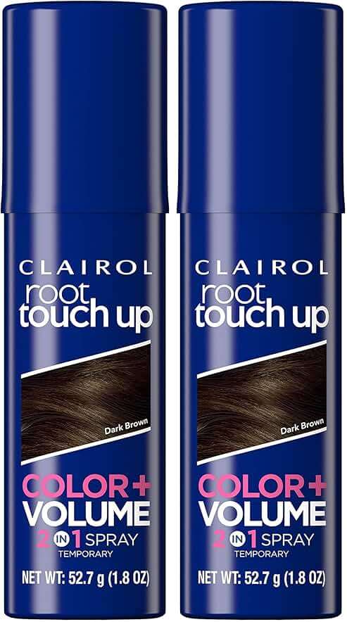 Clairol Root Touch-Up Color + Volume 2-in-1 Temporary Hair Coloring Spray, Dark Brown Hair Color, Pack of 2 - Image 1