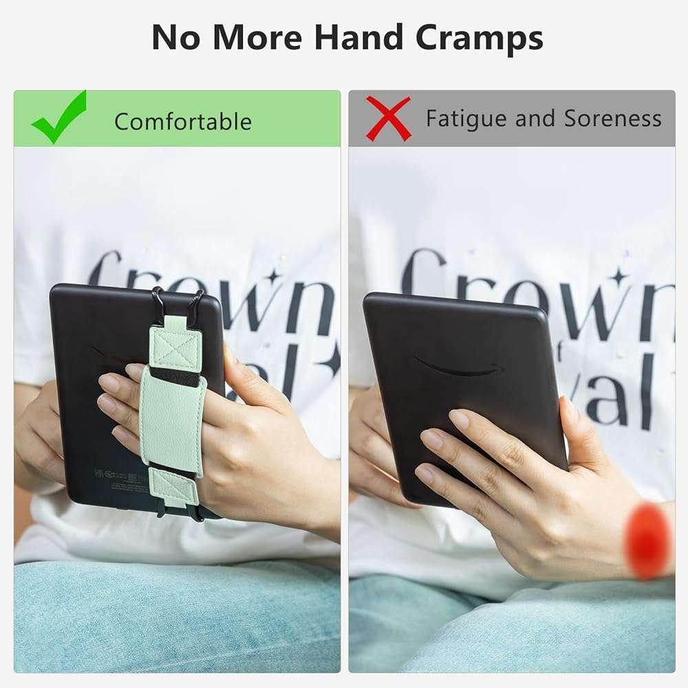 CoBak Secure Hand Strap for Ebook Reader - Versatile and Lightweight Finger Grip Holder for 6-7.5" E-Book Tablet - High Elasticity, Sagegreen-1 - Image 3