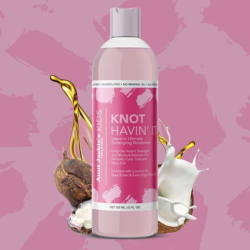 Aunt Jackie's Kids Knot Havin' It Leave-In Ultimate Detangling Hair Moisturizer for Naturally Curly, Coily and Wavy Hair, 12 oz (Pack of 2) - Image 3