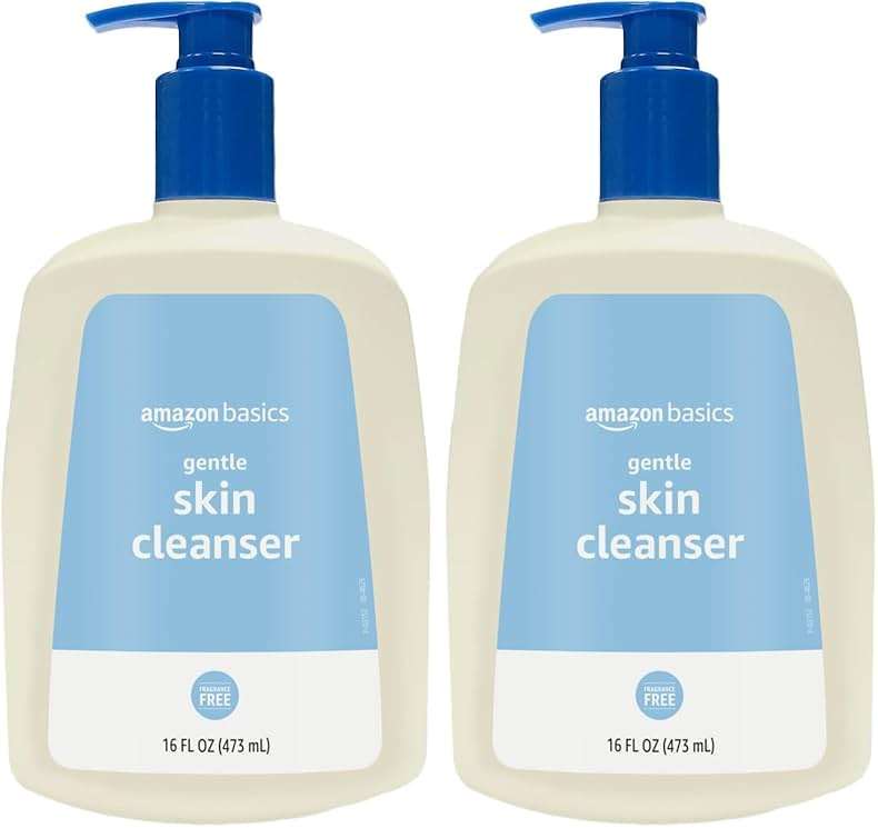 Amazon Basics Daily Facial Cleanser For Gentle Skin, Unscented, 16 Fl Oz (Pack of 2) - Image 1