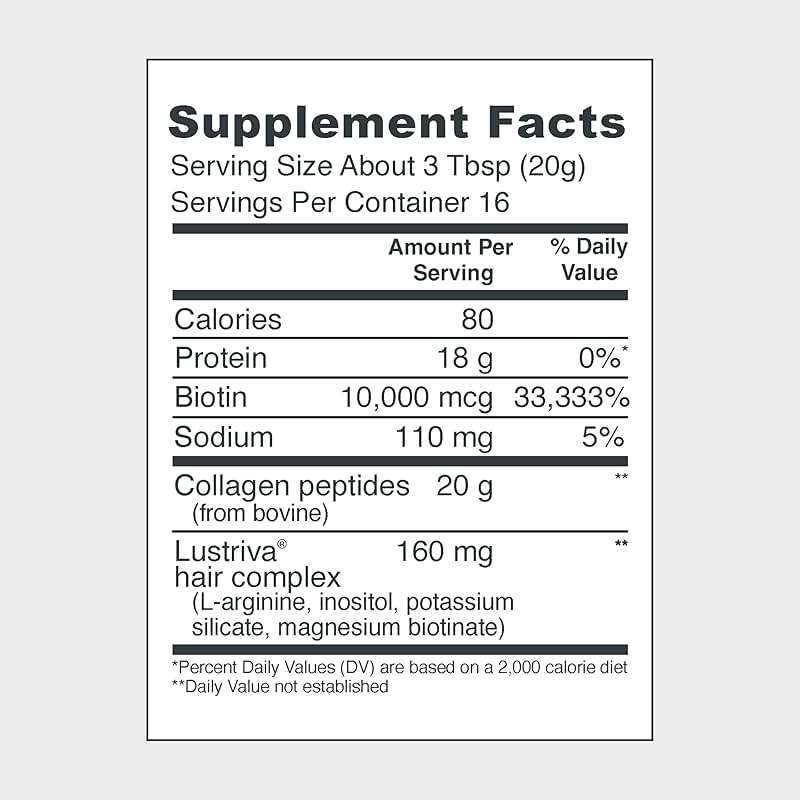 Vital Proteins Collagen Peptides + Biotin 10000mcg Hair Complex, Hair Growth Supplement - Clinically Studied Lustriva to Promote Thicker Fuller Hair, 20g Unflavored Collagen for Women 11.4oz Powder - Image 2
