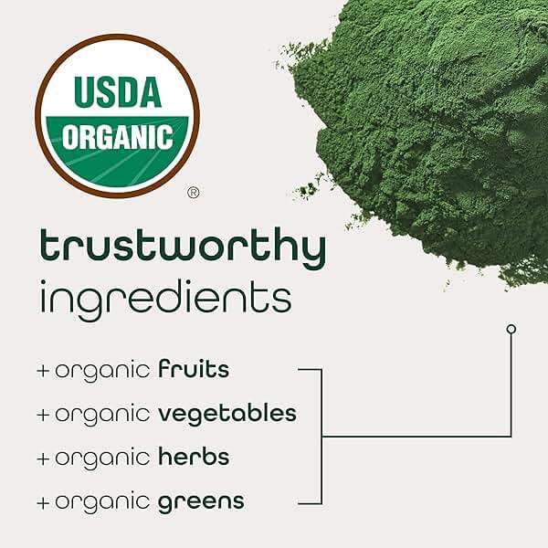 Zena Nutrition Organic Super Greens Powder, 70+ Superfoods, 0 Sugar, 5G Fiber, Spirulina, Chlorella, Antioxidants, Prebiotics/Probiotics, Digestive Enzymes, Mixed Berry, 45 Drink Mix Packets - Image 5