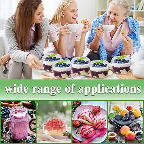 Alaeseje 50 Pack 12 oz Disposable Clear Plastic Cups,PET Dessert Cups with Lids and Spoons,Disposable Snack Bowls for Cupcake,Pudding,Snacks,Yogurt,ParfaitFruits,Mousse - Image 4