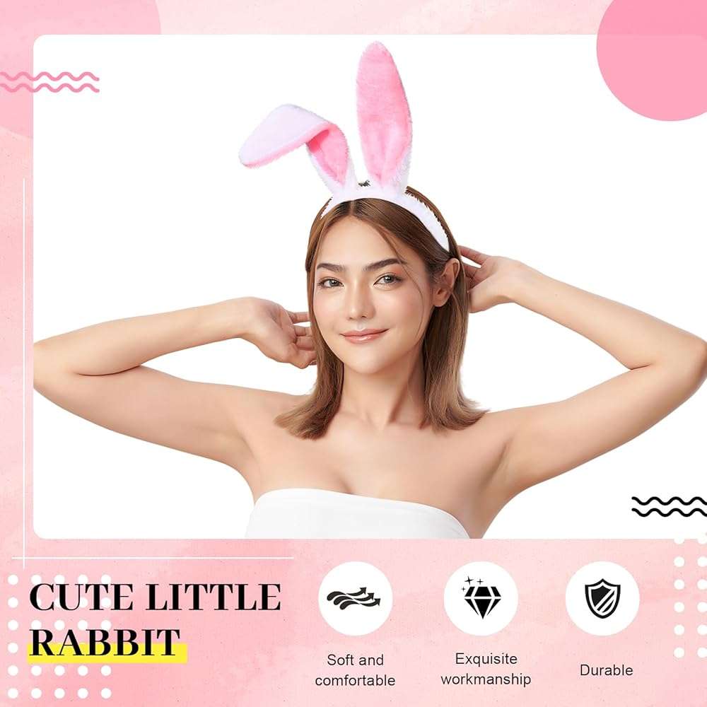 WILLBOND Halloween Plush Bunny Ears Headband Cute Rabbit Ear Hairbands Halloween Bunny Ears for Dress up Theme Party - Image 4