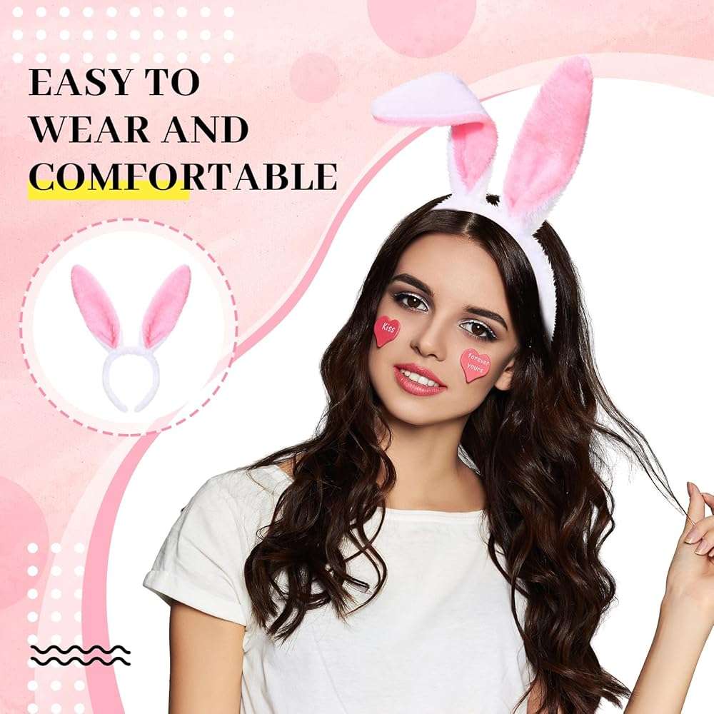 WILLBOND Halloween Plush Bunny Ears Headband Cute Rabbit Ear Hairbands Halloween Bunny Ears for Dress up Theme Party - Image 5