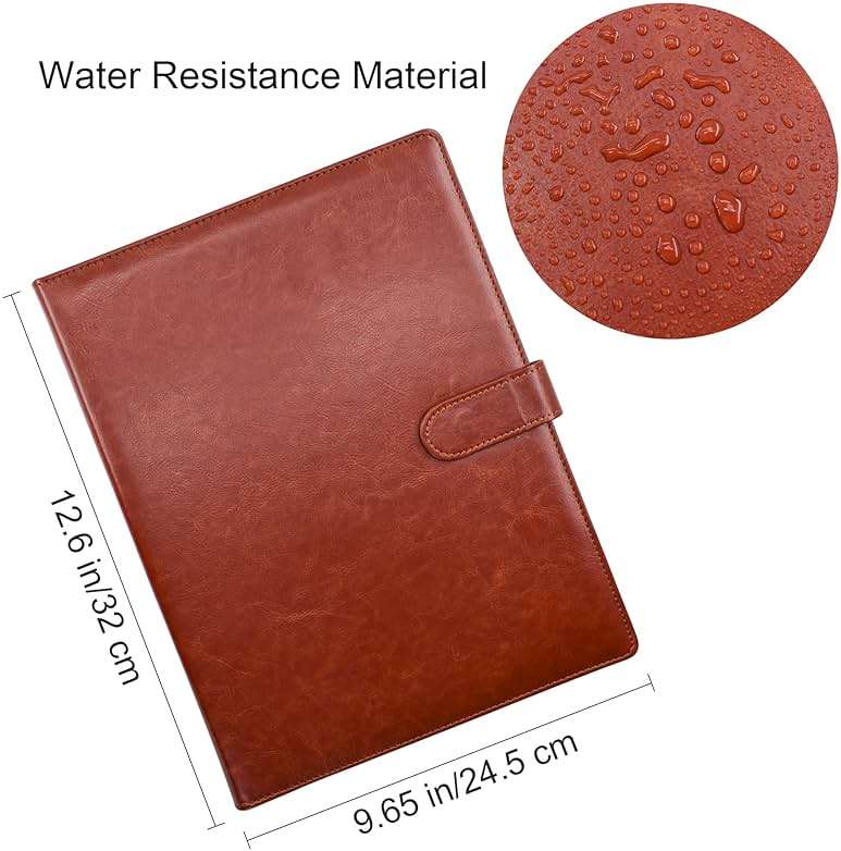 VANRA Padfolio Clipboard Folder Leather Portfolio Binder Organizer Interview Resume Folder for Papers Legal Document A4 Letter Size Writing Pad Notepad Clip Boards with Business Card Holder (Brown) - Image 3