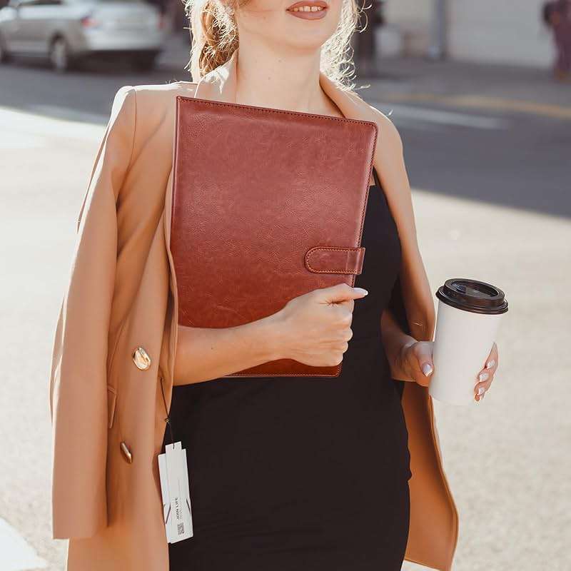 VANRA Padfolio Clipboard Folder Leather Portfolio Binder Organizer Interview Resume Folder for Papers Legal Document A4 Letter Size Writing Pad Notepad Clip Boards with Business Card Holder (Brown) - Image 7