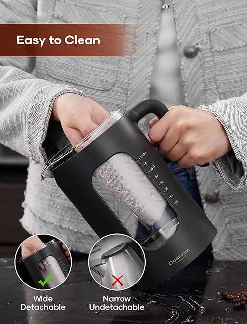 Electric Tea Kettle, INTASTING Glass Electric Kettle with tea Infuser and Precise knob temperature control, 1200W Fast Heating, BPA-Free, Easy to Clean, 1 Liter (Dark Gray) - Image 7