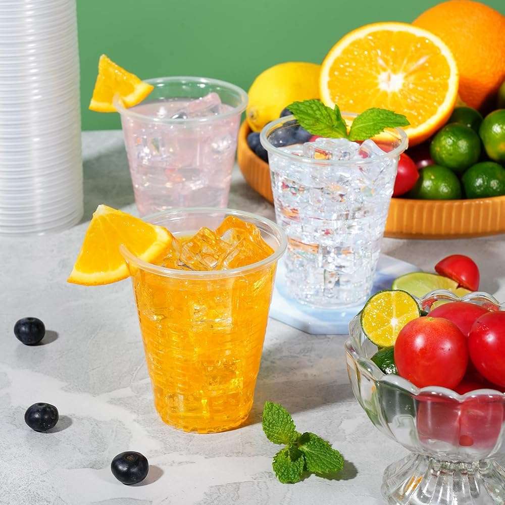 SIUQ 600 Pack 9 oz Plastic Cups, Clear Disposable Cups, Hot/Cold Party Drinking Cups, PP Clear Plastic Cups Bulk for Party, Picnic, BBQ, Wedding, Travel - Image 2