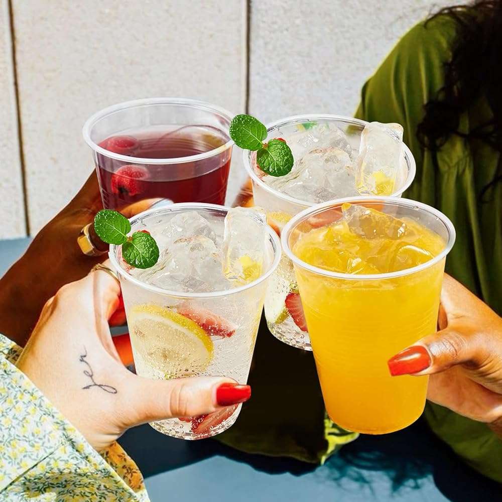 SIUQ 600 Pack 9 oz Plastic Cups, Clear Disposable Cups, Hot/Cold Party Drinking Cups, PP Clear Plastic Cups Bulk for Party, Picnic, BBQ, Wedding, Travel - Image 6