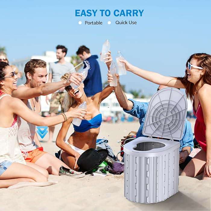 Portable Toilet, Upgraded 15'' toilet With Removable Paper Holder, Camping Toilet With A Load Capacity Of 450 Lbs, Portable Potty for Camping, Hiking, Road Trip, Car, RV, Tent, Beach, Truck Drivers - Image 2