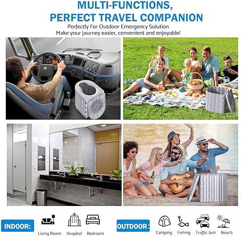 Portable Toilet, Upgraded 15'' toilet With Removable Paper Holder, Camping Toilet With A Load Capacity Of 450 Lbs, Portable Potty for Camping, Hiking, Road Trip, Car, RV, Tent, Beach, Truck Drivers - Image 7