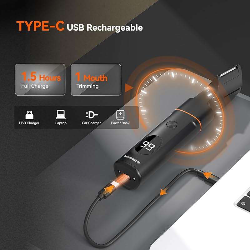 MAXGROOM Manscape Body Hair Trimmer for Men, Waterproof Pubic, Groin & Ball Shaver, No-Nick Mens Electric Grooming Kit with LED Display, USB Rechargeable, Adjustable Guide Comb - Image 6