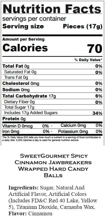 SweetGourmet Spicy Cinnamon Jawbreakers Wrapped Hard Candy Balls | 1 Pound - Image 2
