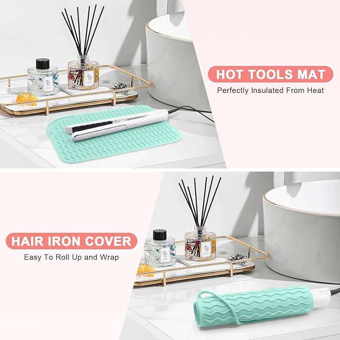 Suafrnut Plus Size Silicone Heat Resistant Mat, Portable Travel Hot Tools Pad Cover for Curling Iron, Flat Iron, Hair Straightener and Other Hair Styling Tools(12.0" x 9.0") - Image 5