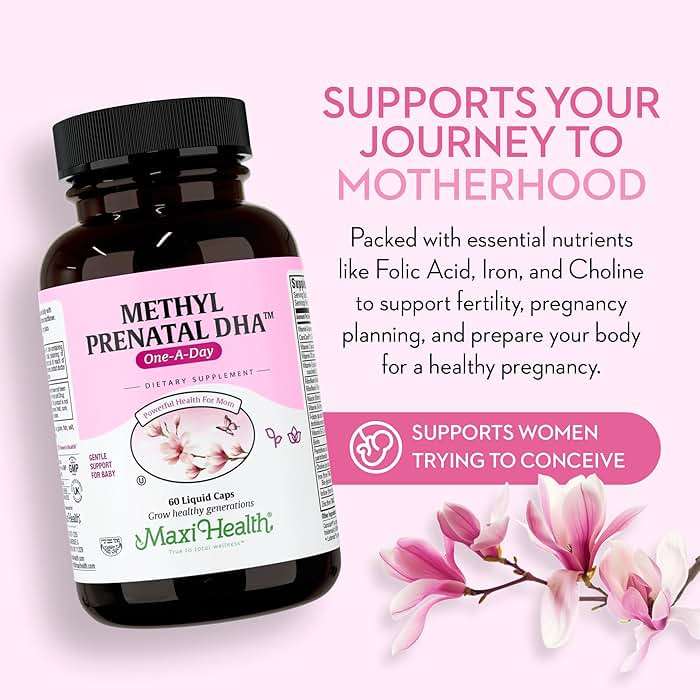 Maxi Health - Methyl Prenatal DHA Prenatal Vitamins Women - Doctor Formulated, Kosher, Gluten Free Prenatal Multivitamin with 25 Nutrients Including DHA, Folic Acid & More, 60 Liquid Caps - Image 2