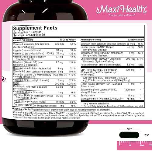 Maxi Health - Methyl Prenatal DHA Prenatal Vitamins Women - Doctor Formulated, Kosher, Gluten Free Prenatal Multivitamin with 25 Nutrients Including DHA, Folic Acid & More, 60 Liquid Caps - Image 3