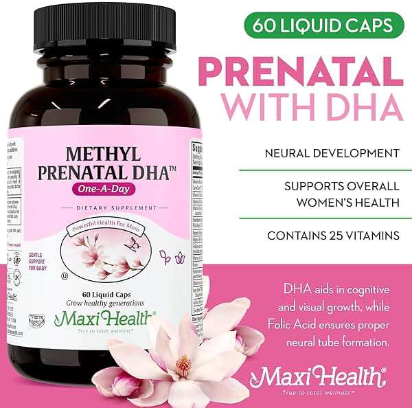 Maxi Health - Methyl Prenatal DHA Prenatal Vitamins Women - Doctor Formulated, Kosher, Gluten Free Prenatal Multivitamin with 25 Nutrients Including DHA, Folic Acid & More, 60 Liquid Caps - Image 4