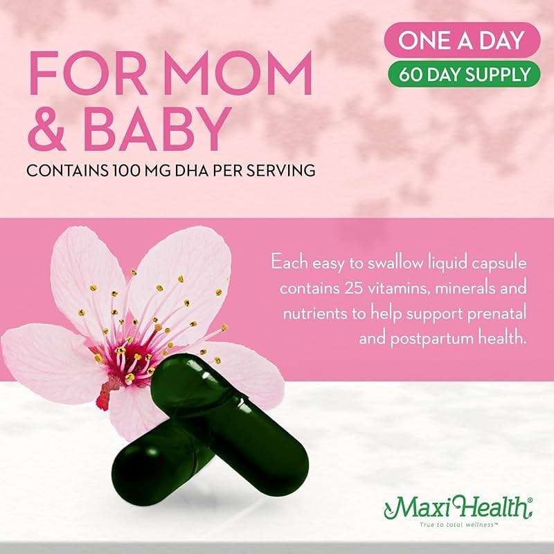 Maxi Health - Methyl Prenatal DHA Prenatal Vitamins Women - Doctor Formulated, Kosher, Gluten Free Prenatal Multivitamin with 25 Nutrients Including DHA, Folic Acid & More, 60 Liquid Caps - Image 6