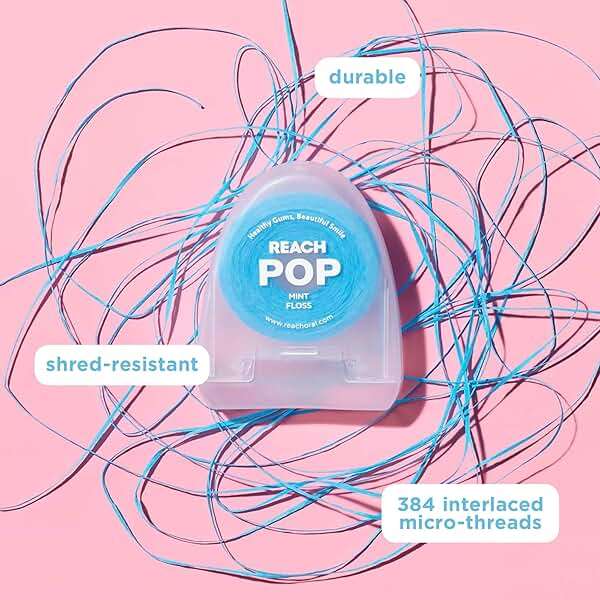 REACH POP Dental Floss, Mint, Plaque Remover for Teeth, Shred Resistant, Vegan Wax, Cruelty Free, Eco Friendly Packaging, Oral Care, PFAS Free, for Adults & Kids, 3 Pack, 54.6 yd - Image 2