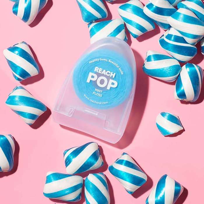 REACH POP Dental Floss, Mint, Plaque Remover for Teeth, Shred Resistant, Vegan Wax, Cruelty Free, Eco Friendly Packaging, Oral Care, PFAS Free, for Adults & Kids, 3 Pack, 54.6 yd - Image 5