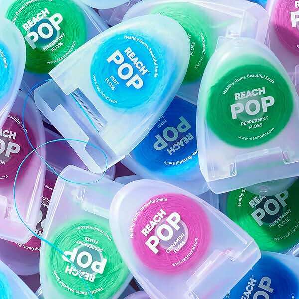 REACH POP Dental Floss, Mint, Plaque Remover for Teeth, Shred Resistant, Vegan Wax, Cruelty Free, Eco Friendly Packaging, Oral Care, PFAS Free, for Adults & Kids, 3 Pack, 54.6 yd - Image 7