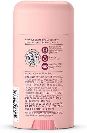 method Deodorant Stick, Pure Peace - 24-Hour Odor Protection, Aluminum & Baking Soda Free, Notes of Peonies, Rose Water & Jasmine, 2.65 oz - Image 2