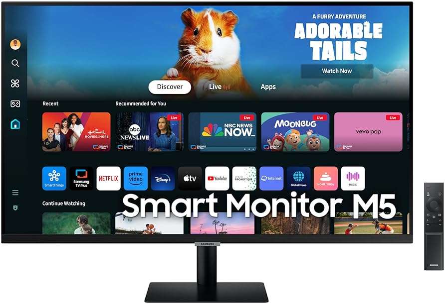 SAMSUNG 27-Inch M5 (M50D) Series FHD Smart Monitor with Streaming TV, Speakers, HDR10, Gaming Hub, Multiple Ports, Workout Tracker, Vision Accessibility Tools, LS27DM500ENXGO, 2024 - Image 1