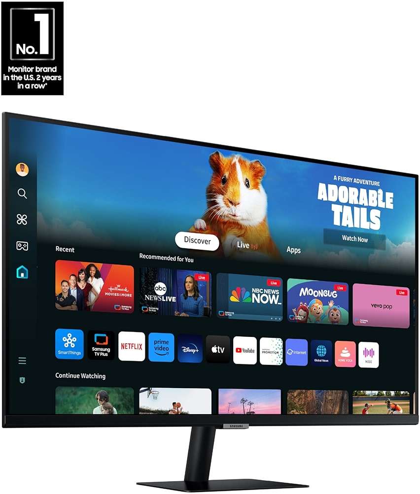 SAMSUNG 27-Inch M5 (M50D) Series FHD Smart Monitor with Streaming TV, Speakers, HDR10, Gaming Hub, Multiple Ports, Workout Tracker, Vision Accessibility Tools, LS27DM500ENXGO, 2024 - Image 2