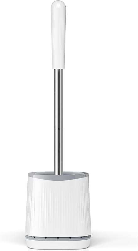TRENTI Toilet Brush and Holder Set - Bristles Bowl Brush Head with Ventilated Holder, Wall Mounted Compact Set for Bathroom Deep Cleaning - Image 1