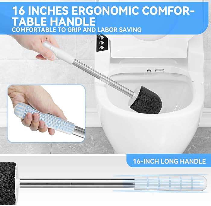 TRENTI Toilet Brush and Holder Set - Bristles Bowl Brush Head with Ventilated Holder, Wall Mounted Compact Set for Bathroom Deep Cleaning - Image 5
