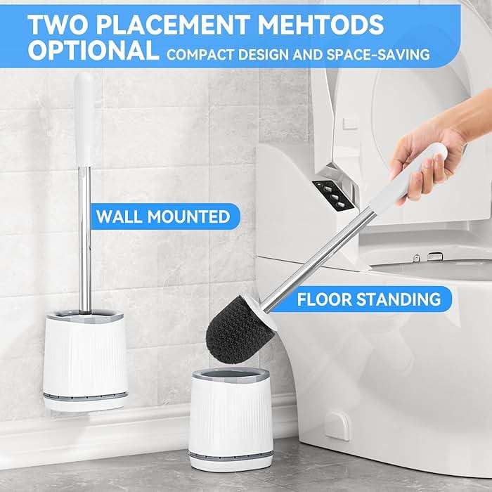 TRENTI Toilet Brush and Holder Set - Bristles Bowl Brush Head with Ventilated Holder, Wall Mounted Compact Set for Bathroom Deep Cleaning - Image 6