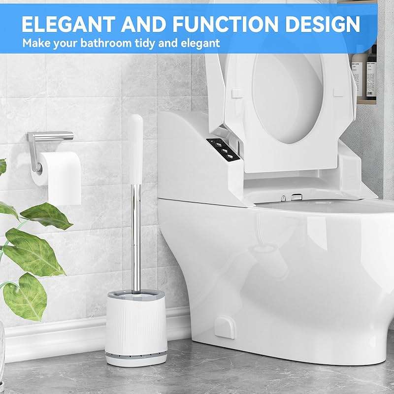 TRENTI Toilet Brush and Holder Set - Bristles Bowl Brush Head with Ventilated Holder, Wall Mounted Compact Set for Bathroom Deep Cleaning - Image 7
