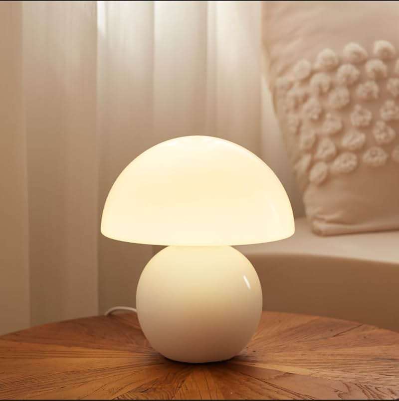 Dawnwake Mushroom Lamp Table Lamp for Bedroom,Desk Bedside Small Lamps for Living Room Night Stands,Mushroom Decor Cute Mini Modern Mid Century Lamps,Unique Aesthetic Home Living Room Decor(White) - Image 1