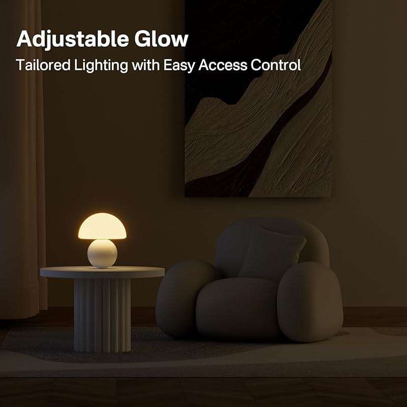 Dawnwake Mushroom Lamp Table Lamp for Bedroom,Desk Bedside Small Lamps for Living Room Night Stands,Mushroom Decor Cute Mini Modern Mid Century Lamps,Unique Aesthetic Home Living Room Decor(White) - Image 5