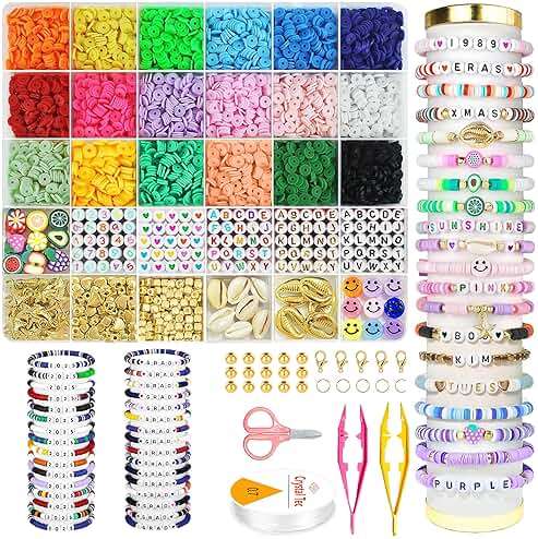 OHOME Back to School Supplies - 5300 Clay Beads Bracelet Making Kit,Arts and Crafts for Kids Ages 8-12,Easter Crafts Games Toys for 3-10 Year Old Birthday - Image 7